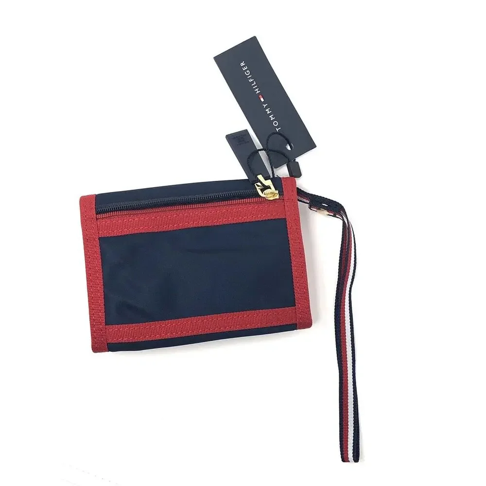 Tommy Hilfiger Nylon Trifold Wallet Big Flag NWT Wristlet Strap LEAH